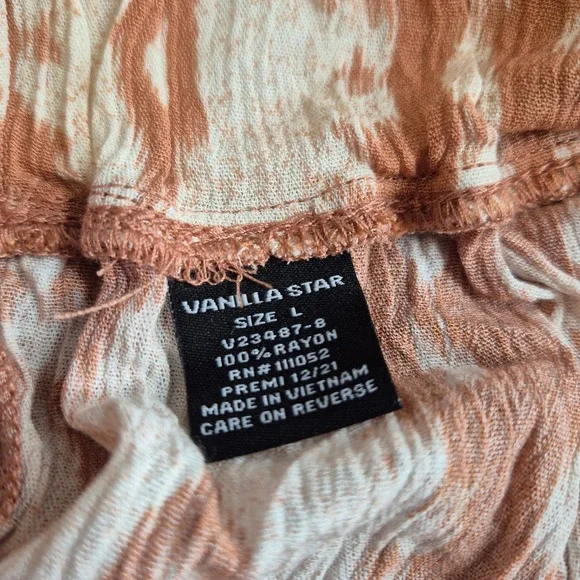 Vanilla Star Orange Ikat Wide Leg Palazzo Pants Womens Large Rayon Boho - Picture 2 of 9